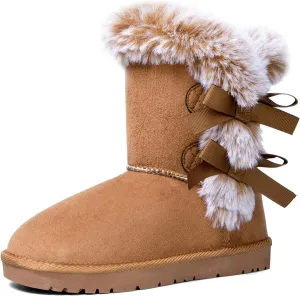 WFL Women Snow Boots Classic Mid-calf Fur Lining Fashion Winter Boots