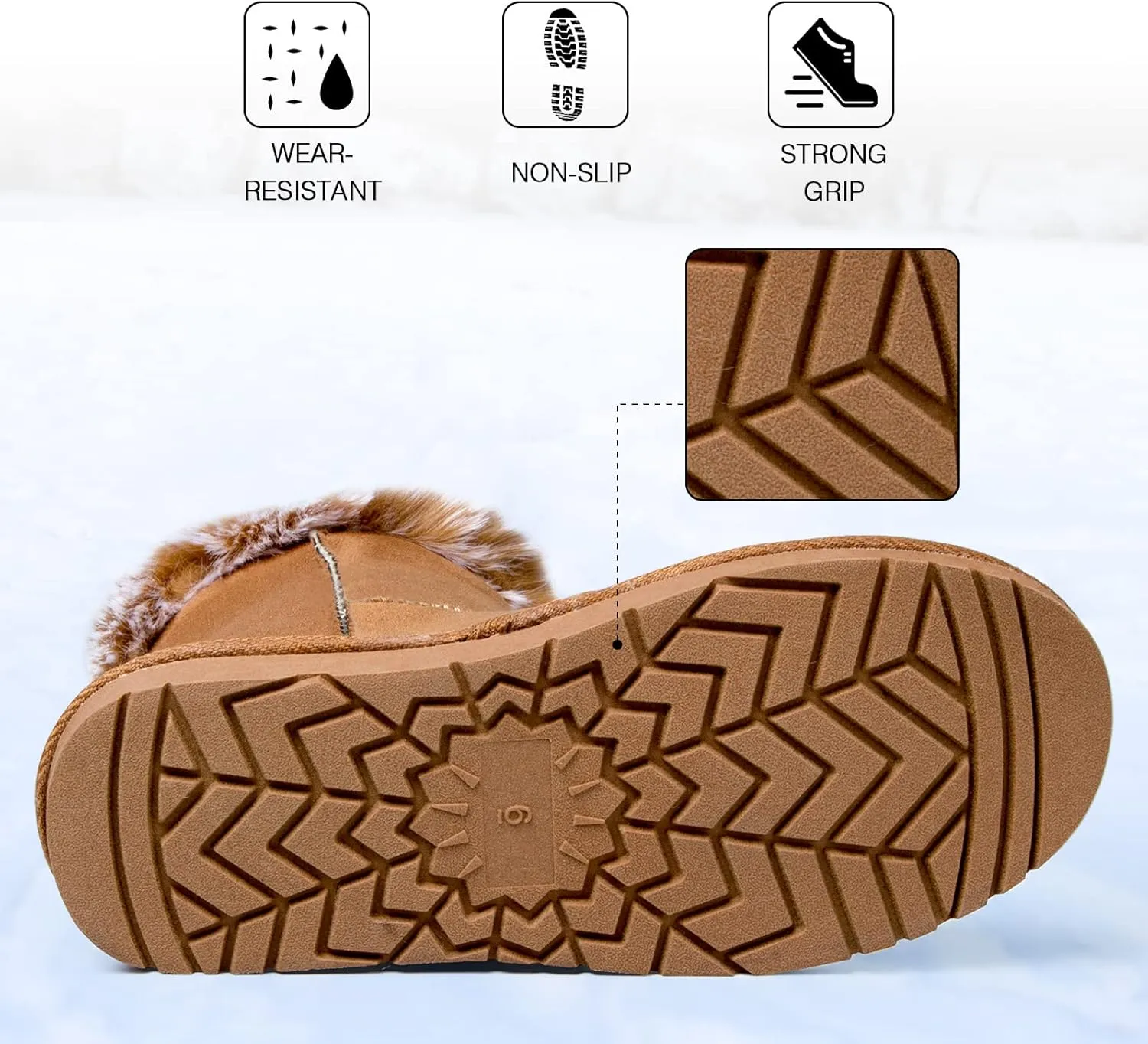 WFL Women Snow Boots Classic Mid-calf Fur Lining Fashion Winter Boots