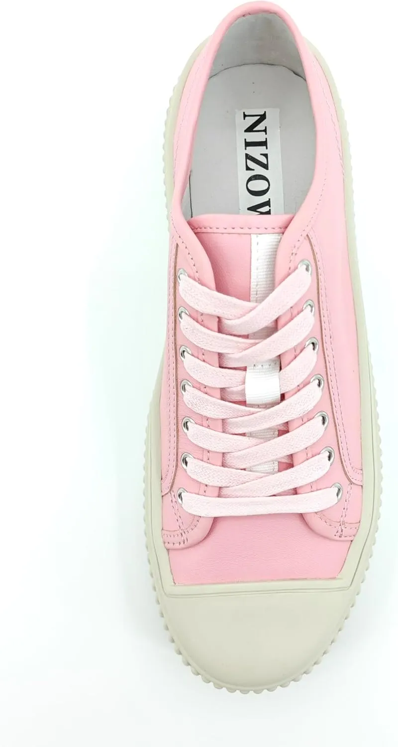 White Genuine Leather Tennis Shoes Womens Sneakers Fashion Casual Sneakers for Women Low Top Lace Up Walking Shoes