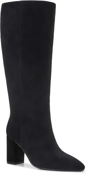Wide Calf Knee High Boots For Women Plus Size Side Zipper Leather Chunky Heel Boots Heeled Pointed Toe Tall