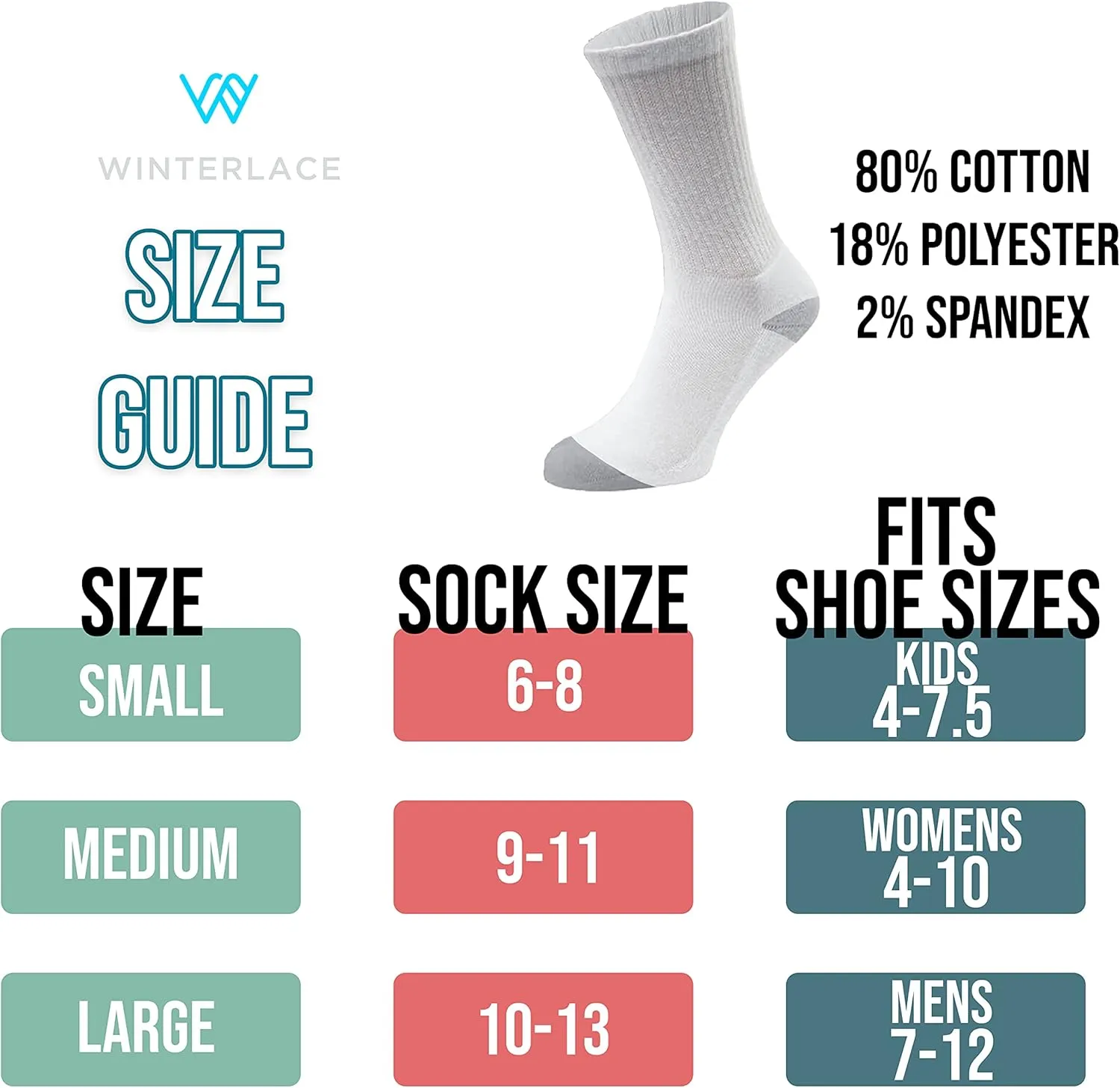 Winterlace 72 Pairs 80% Cotton Crew Socks Men Women, Athletic Casual Moisture Wicking Bulk Pack Sport