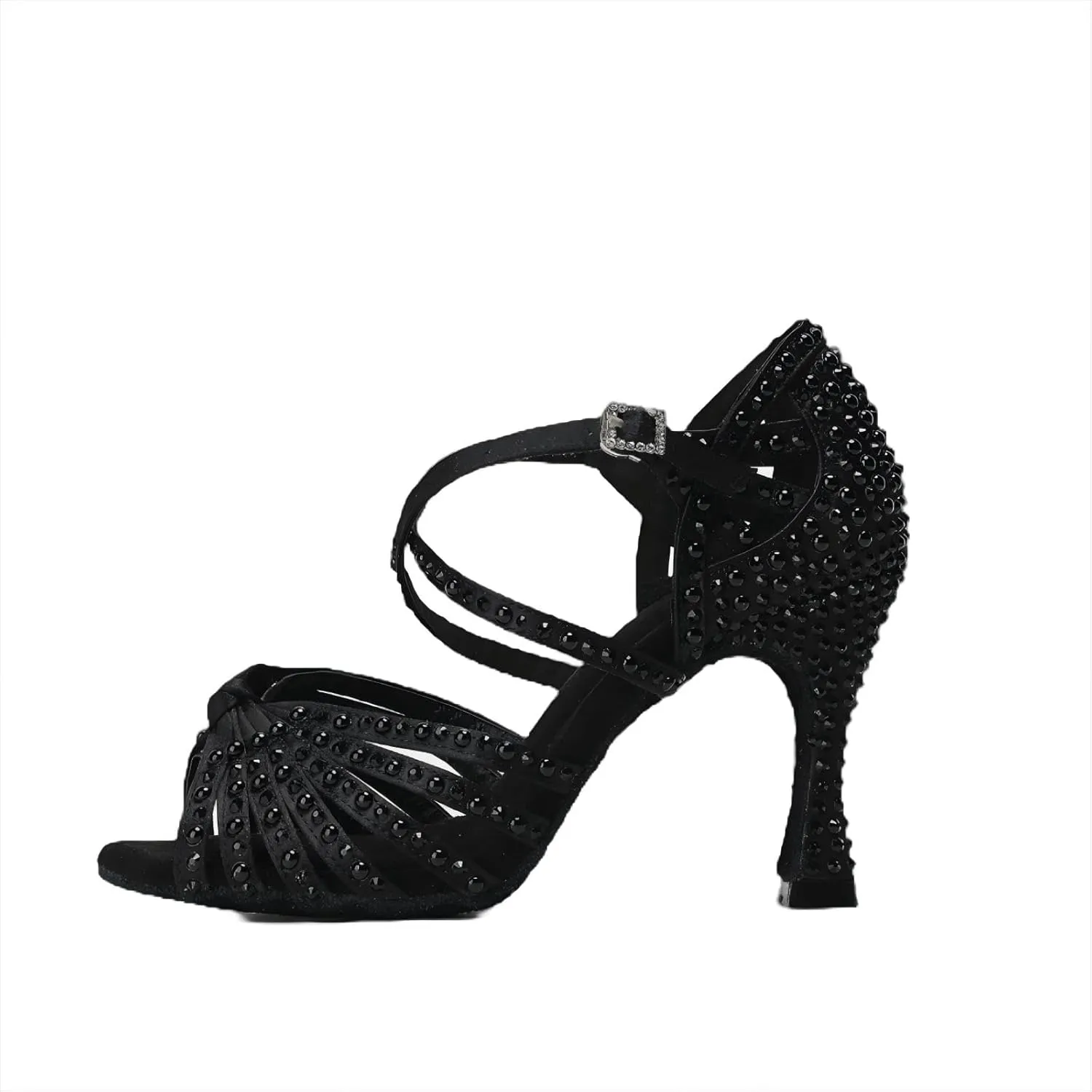 Women Ballroom Dance Shoes Diamond-Studded Fashion High Heel Sandals Latin Salsa Practice Performance Shoes