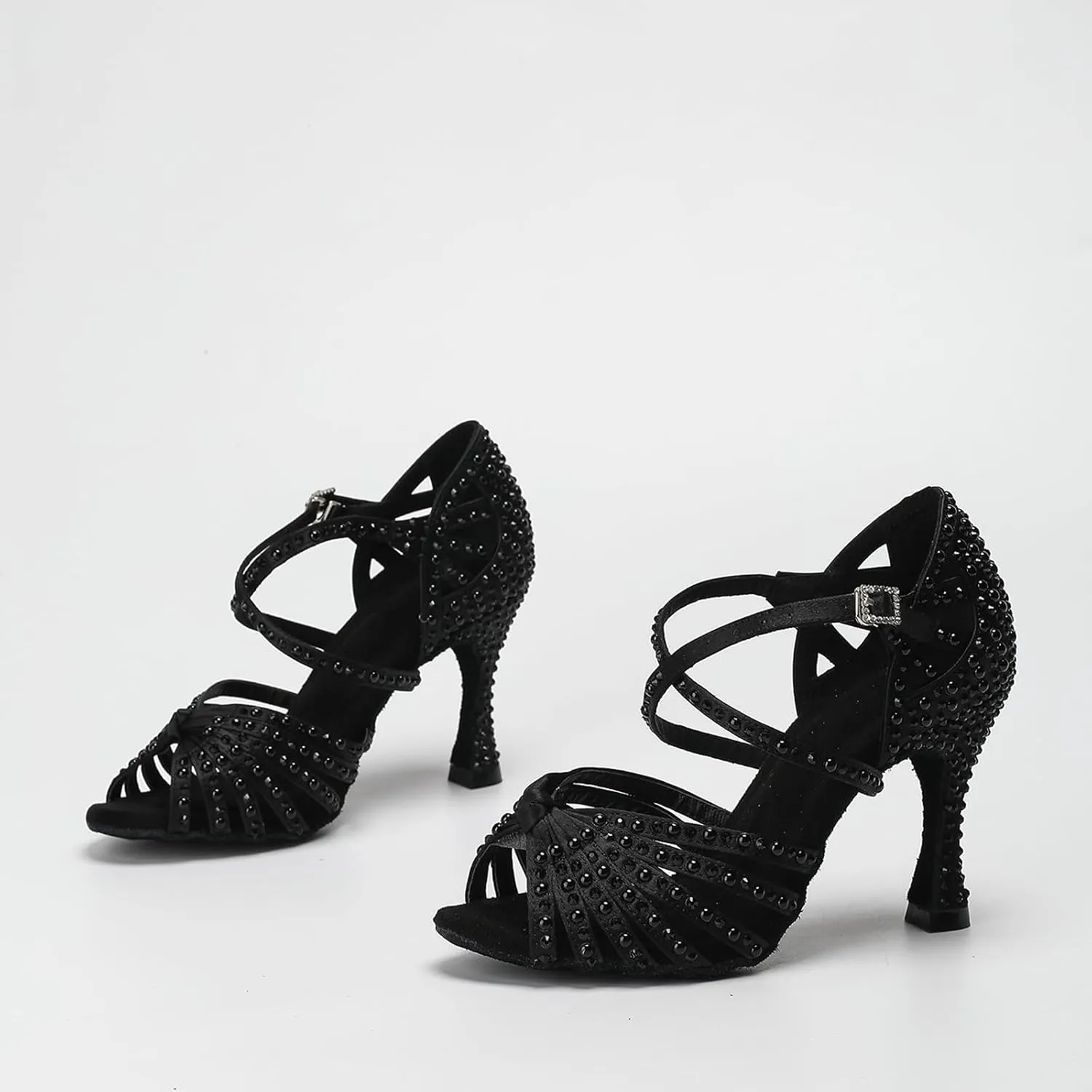 Women Ballroom Dance Shoes Diamond-Studded Fashion High Heel Sandals Latin Salsa Practice Performance Shoes