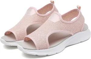 Women Orthopedic Wedges Slingback Sport Sandals Summer Mesh Breathable Fish Mouth Slip-ons Lightw Arch Support Open Toe Platform Sandals