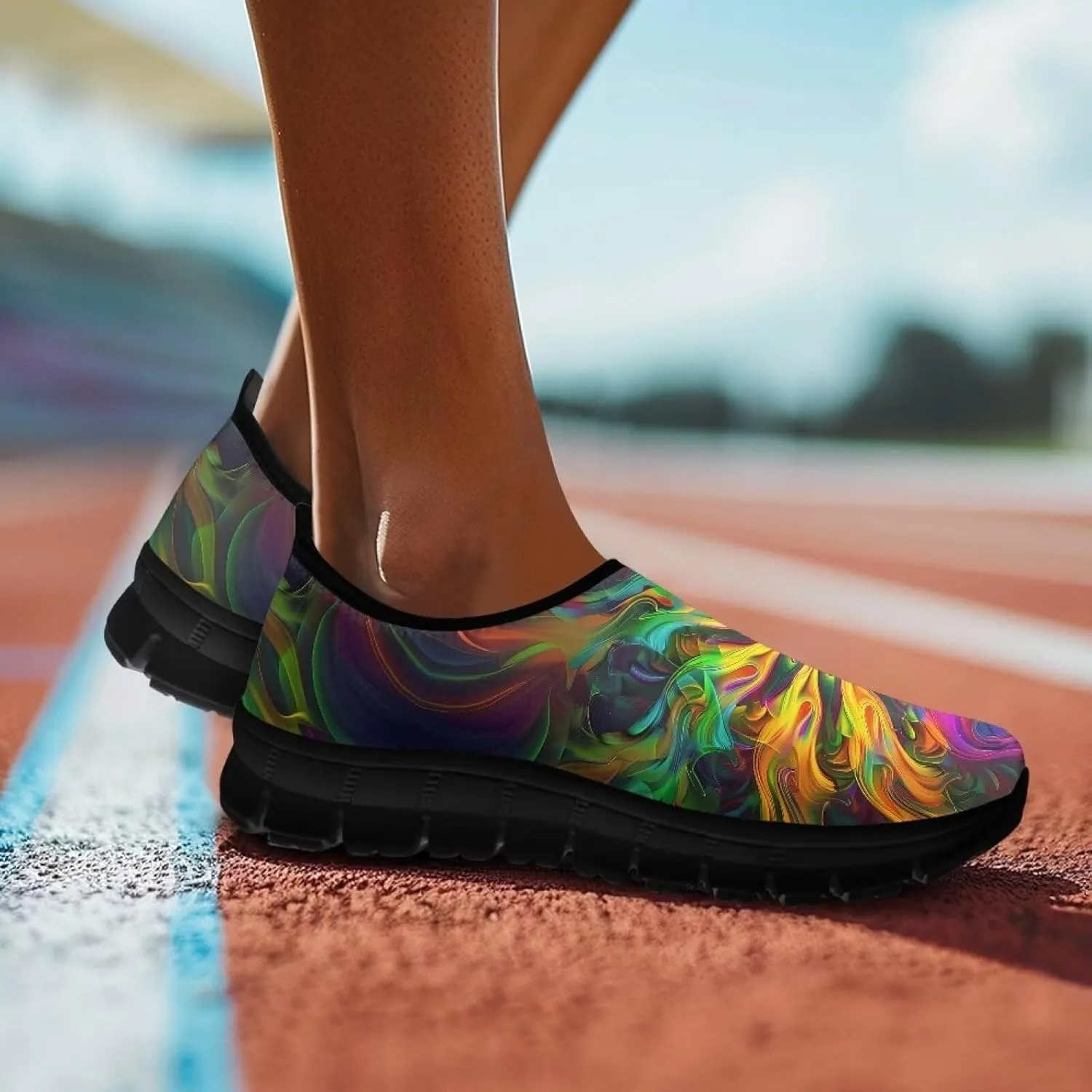 Women Slip On Casual Walking Shoe Low Top Non Slip Ladies Loafers Comfortable Lightweight Sports Sneaker US5.5-11.5