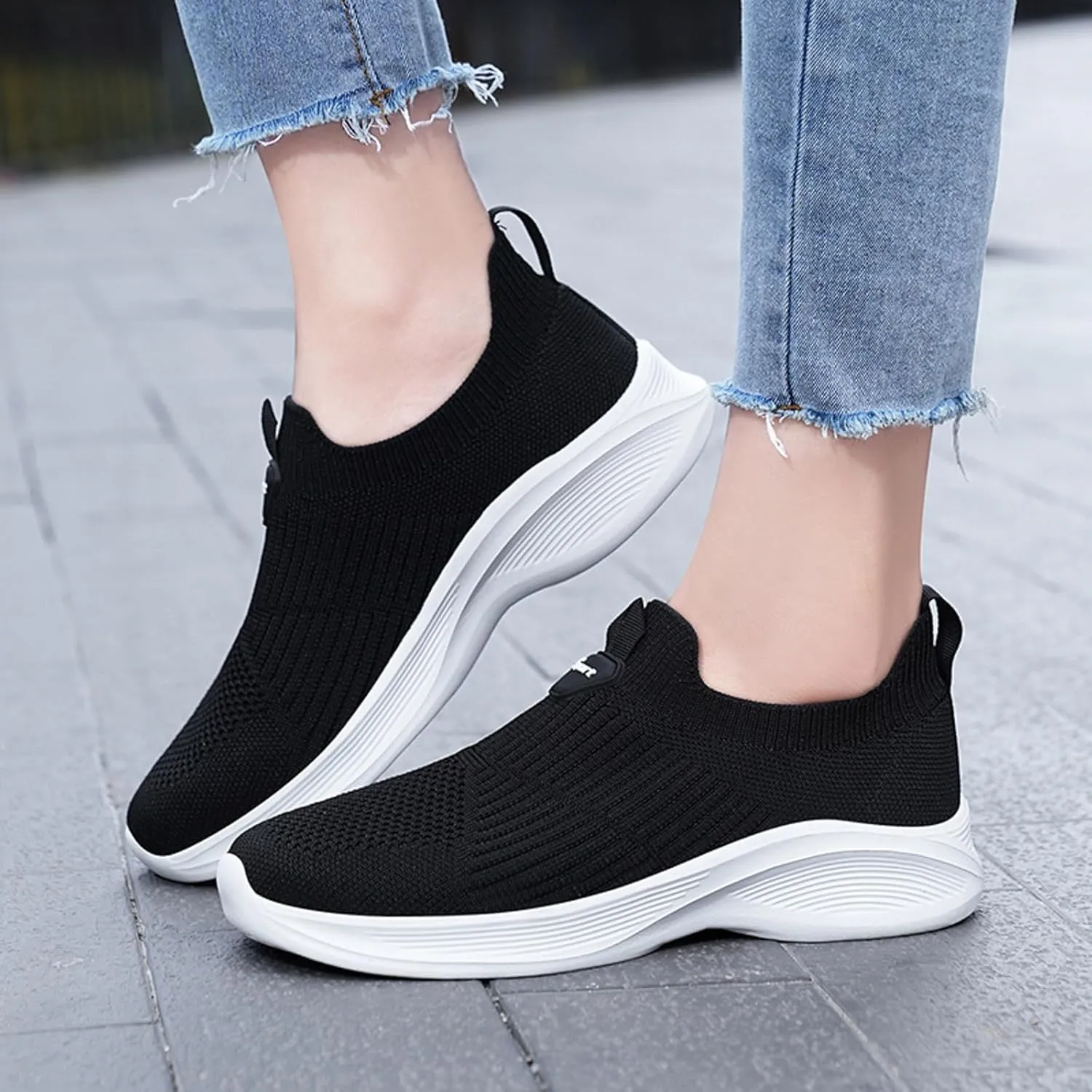 Women Sneakers Seasonal Couple Fashion Simple Solid Color Lightweight Comfortable Flat Sneaker Booties for Women No Heel