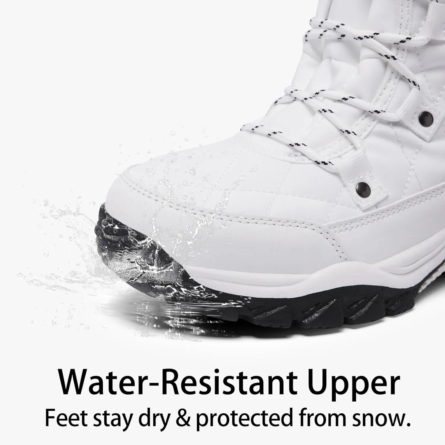 Women Snow Boots Lace up with Waterproof Warm Fur Lined Mid-Calf Outdoor Winter Boots Cold Weather Comfortable Boots for Women