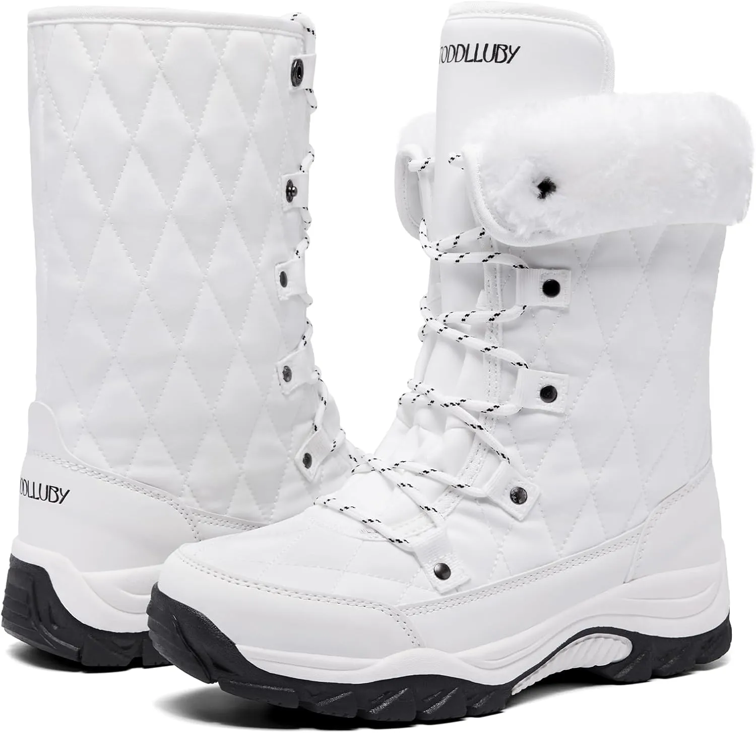 Women Snow Boots Lace up with Waterproof Warm Fur Lined Mid-Calf Outdoor Winter Boots Cold Weather Comfortable Boots for Women