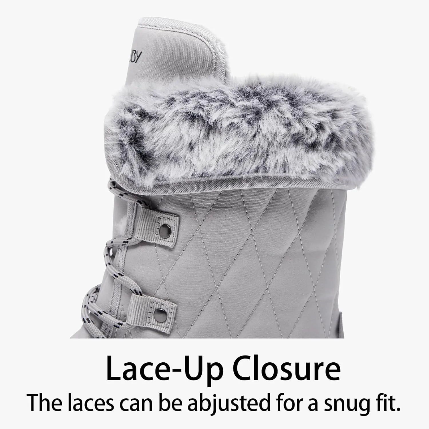 Women Snow Boots Lace up with Waterproof Warm Fur Lined Mid-Calf Outdoor Winter Boots Cold Weather Comfortable Boots for Women
