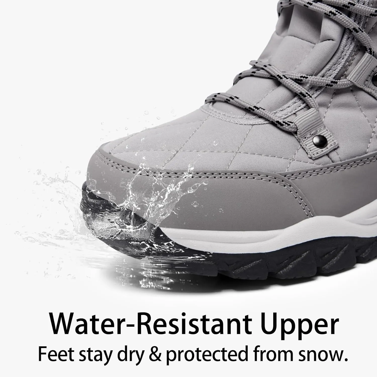 Women Snow Boots Lace up with Waterproof Warm Fur Lined Mid-Calf Outdoor Winter Boots Cold Weather Comfortable Boots for Women