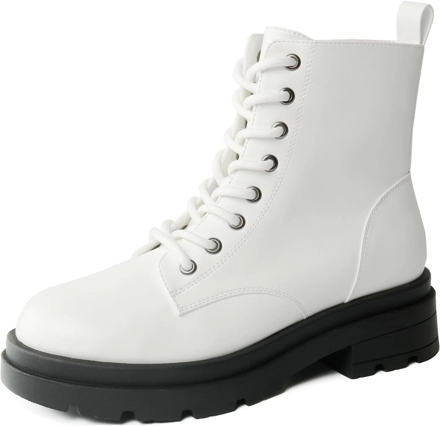 Women's Ankle Boots Classic Low Heel Womens Motorcycle Boots Zippers Lace up Fashion Combat Booties for Women