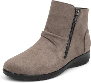 Women's Ankle Boots Comfortable Round Toe Low Heel Anti-slip Zipper Booties