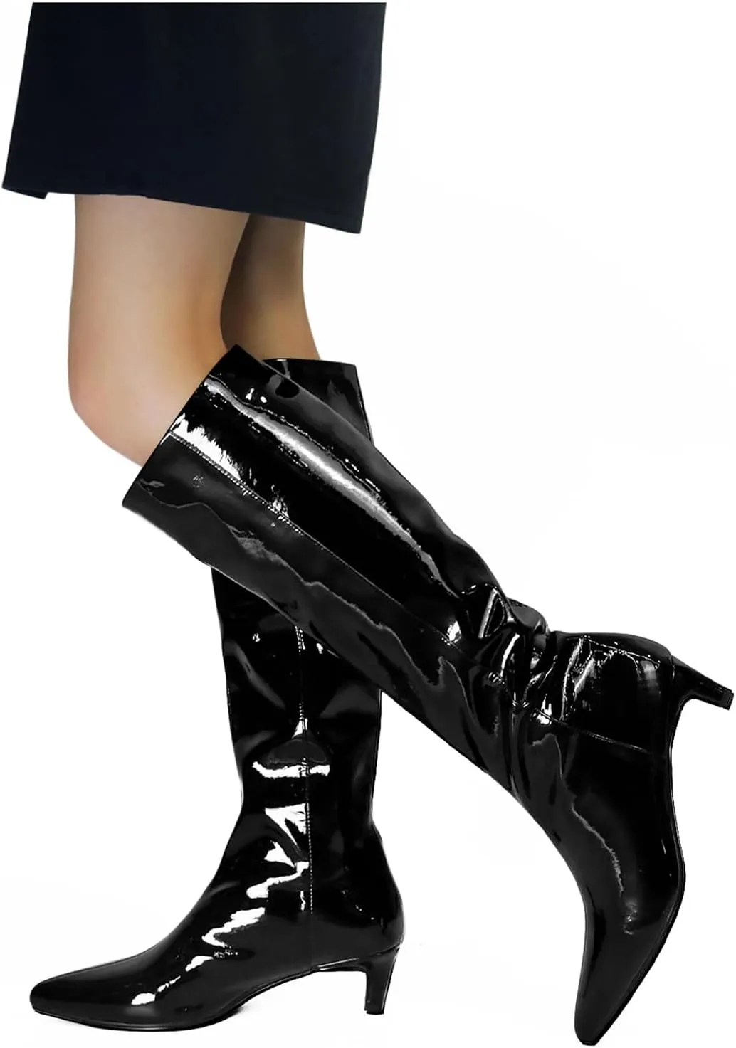 Womens Boots Knee High Kitten Heel Tall Boots For Women Pointed Toe Low Heel Fahion Fall Dress Long Boots