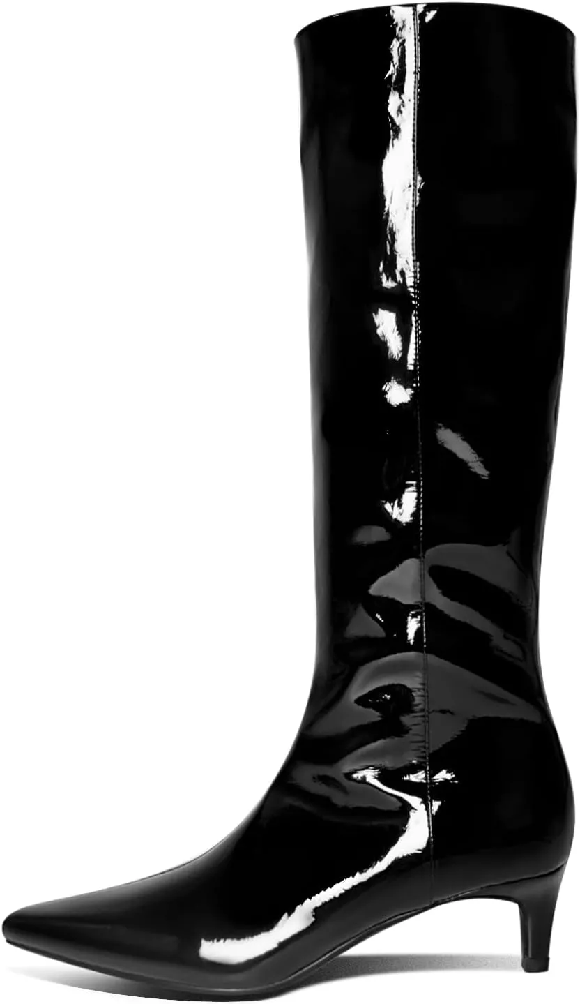 Womens Boots Knee High Kitten Heel Tall Boots For Women Pointed Toe Low Heel Fahion Fall Dress Long Boots