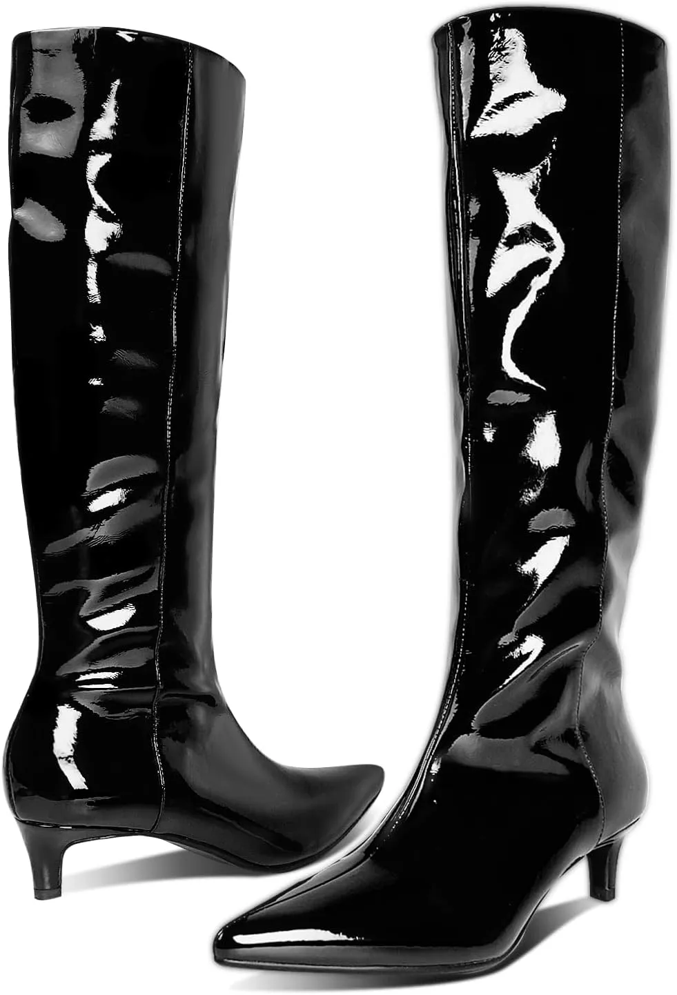 Womens Boots Knee High Kitten Heel Tall Boots For Women Pointed Toe Low Heel Fahion Fall Dress Long Boots