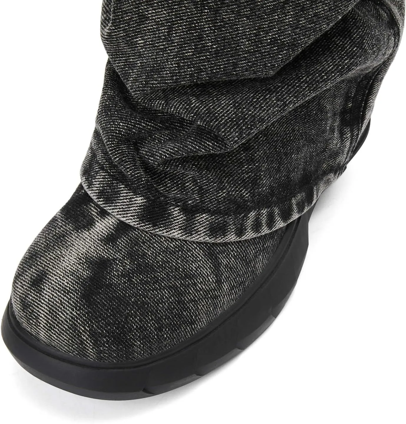 Women's Boots Thick Bottom Western Cowboy Round Toe Padlock Folding Boots for women Vintage Fashion Heightened Platform Mid Calf Booties