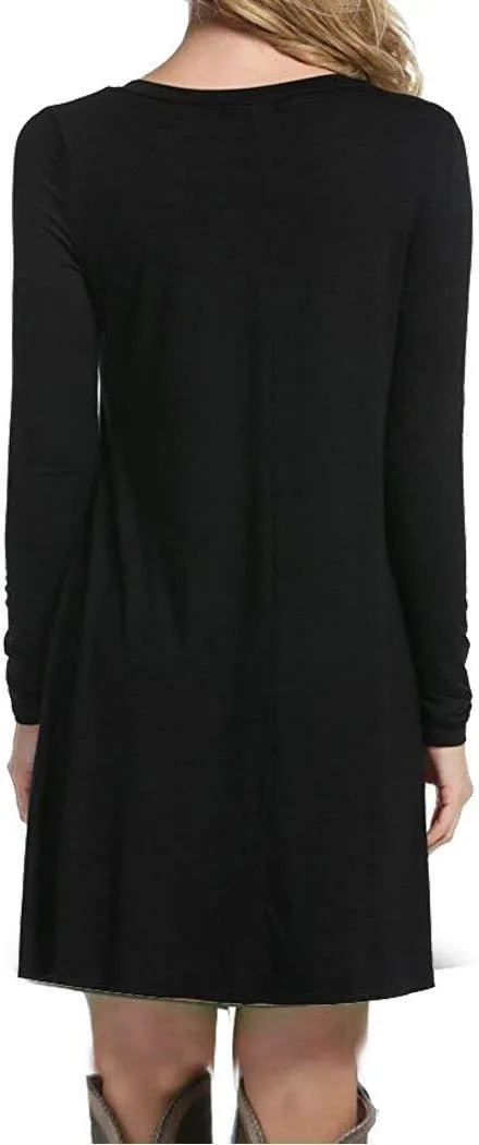 Women's Casual Plain Fit Flowy Simple Swing T-Shirt Loose Tunic Dress¡­