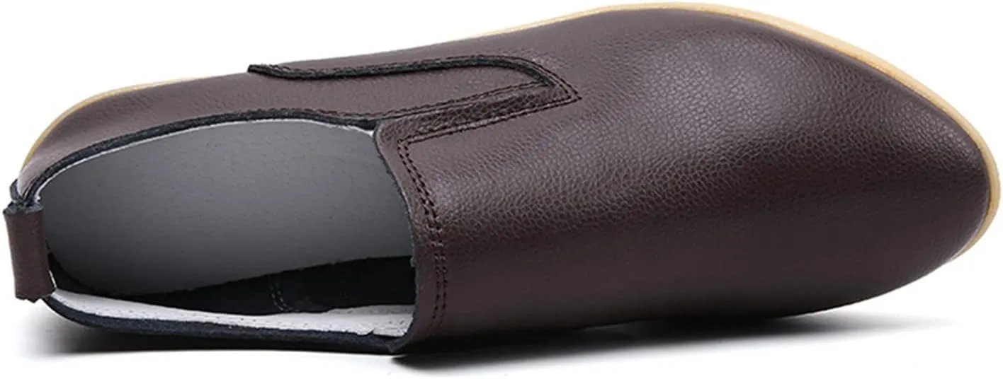Women's Casual Round Head Moccasin Shoes Comfortable Leather Breathable Loafers Driving Outdoor Walking Nurse Breathable Driving Fashion Soft Shoes
