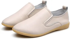 Women's Casual Round Head Moccasin Shoes Comfortable Leather Breathable Loafers Driving Outdoor Walking Nurse Breathable Driving Fashion Soft Shoes
