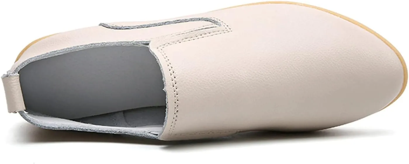 Women's Casual Round Head Moccasin Shoes Comfortable Leather Breathable Loafers Driving Outdoor Walking Nurse Breathable Driving Fashion Soft Shoes