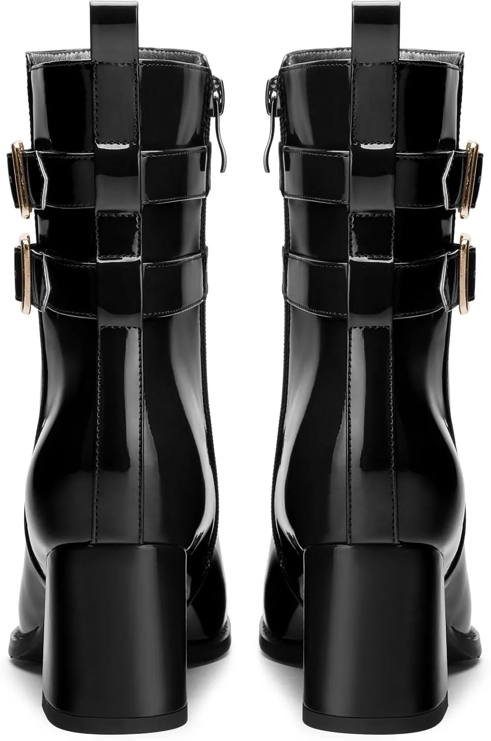 Womens Chunky High Heel Boots - Zip Up, Square Toe, Ankle Booties,Simple Classic Mid Heel Shoes for Women2.5in