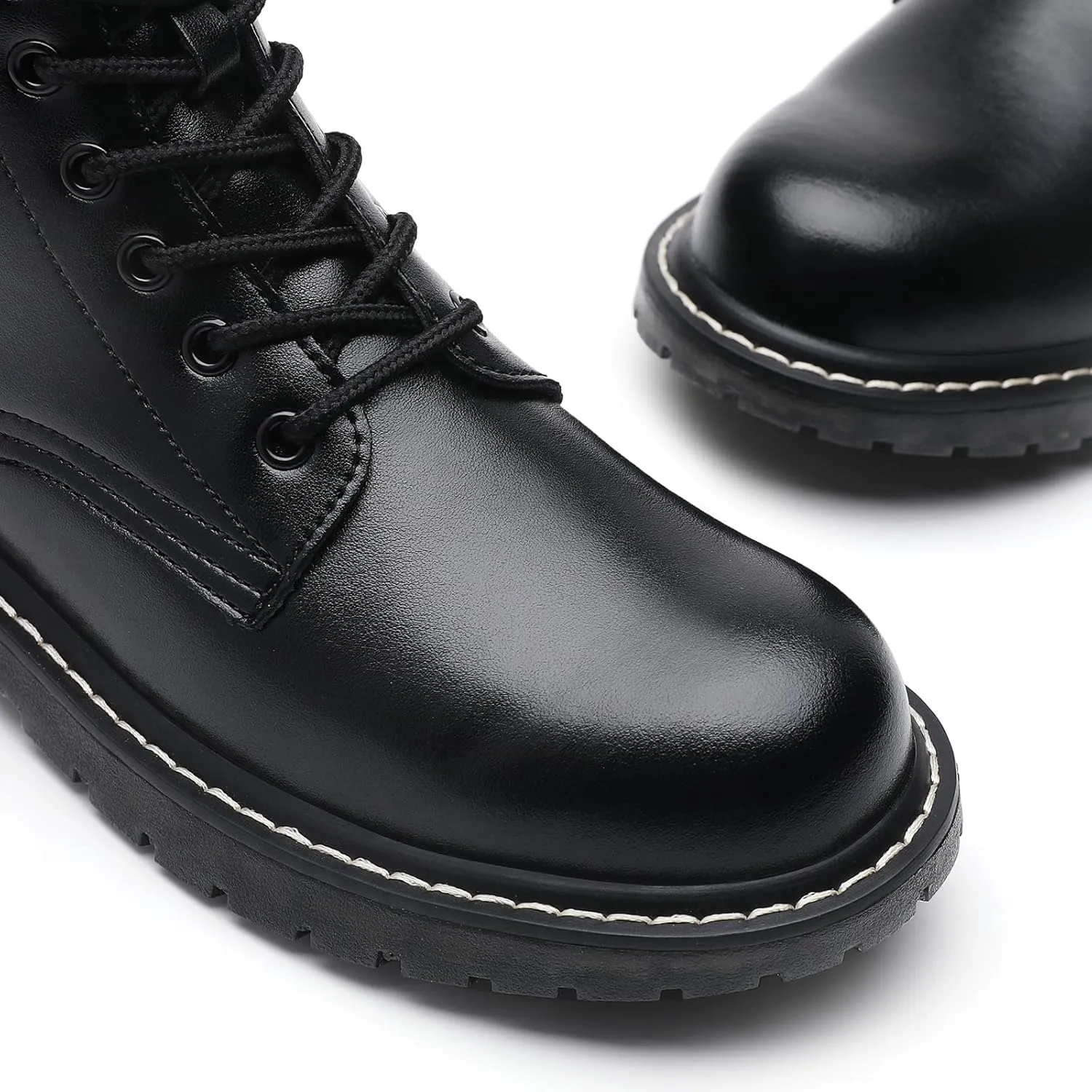 Women's Combat Boots Womens Motorcycle Boots Ankle Booties Low Heel Side Zipper Lace-up Fashion Casual Short Boots