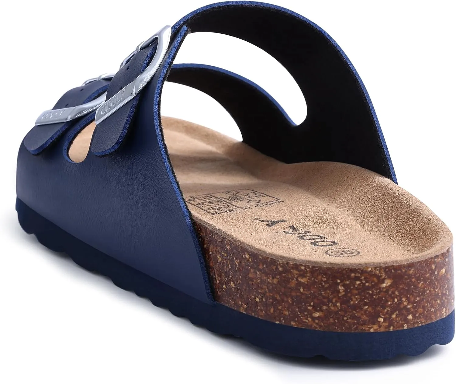 Women's Cork Footbed Slide Sandal, Arch Support Summer Outdoor Sandals with Adjustable Buckle
