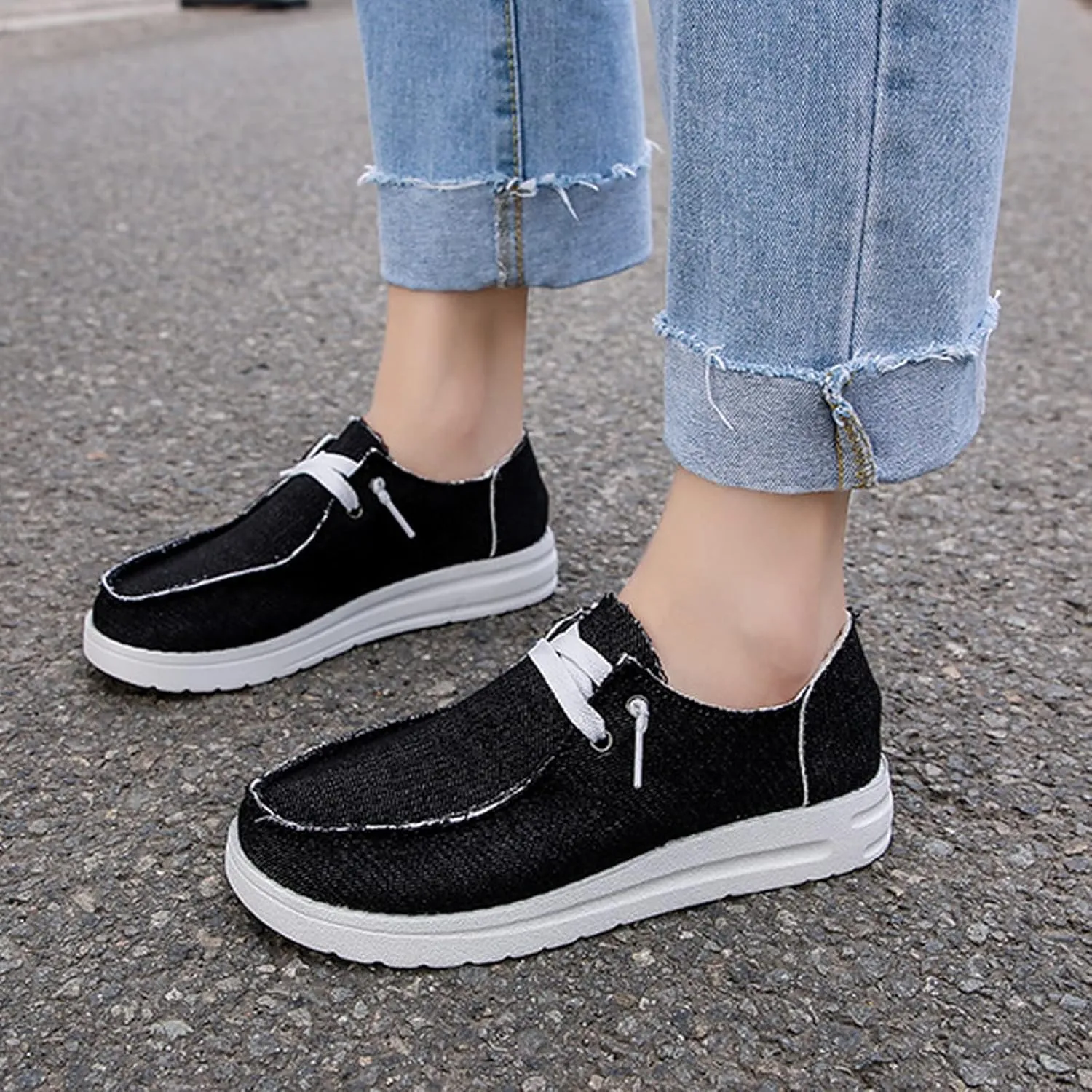 Women's Cow Print Shoes Canvas Lace-Up Moccasin Boat Shoes Loafers Slip On Breathable Lightweight Comfortable Sneakers