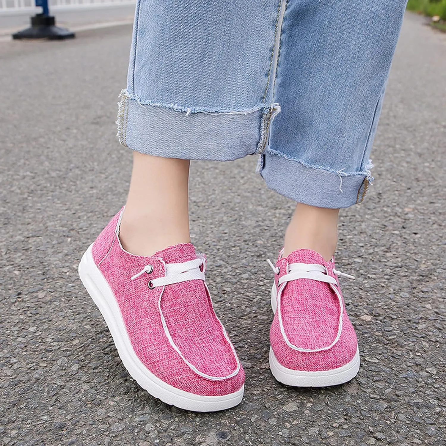 Women's Cow Print Shoes Canvas Lace-Up Moccasin Boat Shoes Loafers Slip On Breathable Lightweight Comfortable Sneakers
