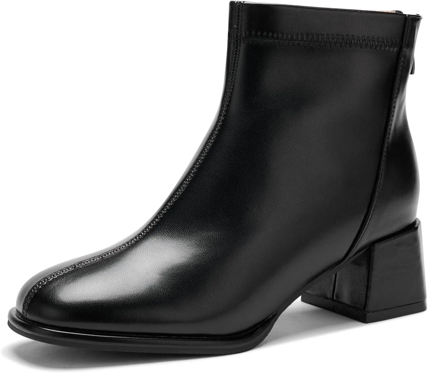 Women's Fashion Ankle Boots Chunky Low Block Heel Booties Back Zipper Fall Short Boots Shoes