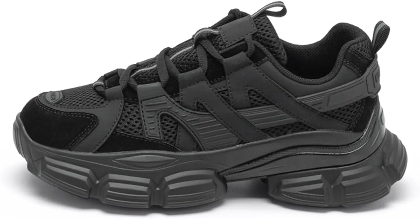 Women's Fashion Dad Sneakers - Casual Platform Chunky Trainers for Comfortable Walking, Fall Style with Thick Bottom Design, Perfect for Students and Daily Wear,Black-35