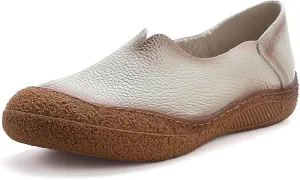 Women's Fashionable Leather Lightweight Soft Sole Loafers Comfortable Non-Slip Casual Breathable Walking Shoes