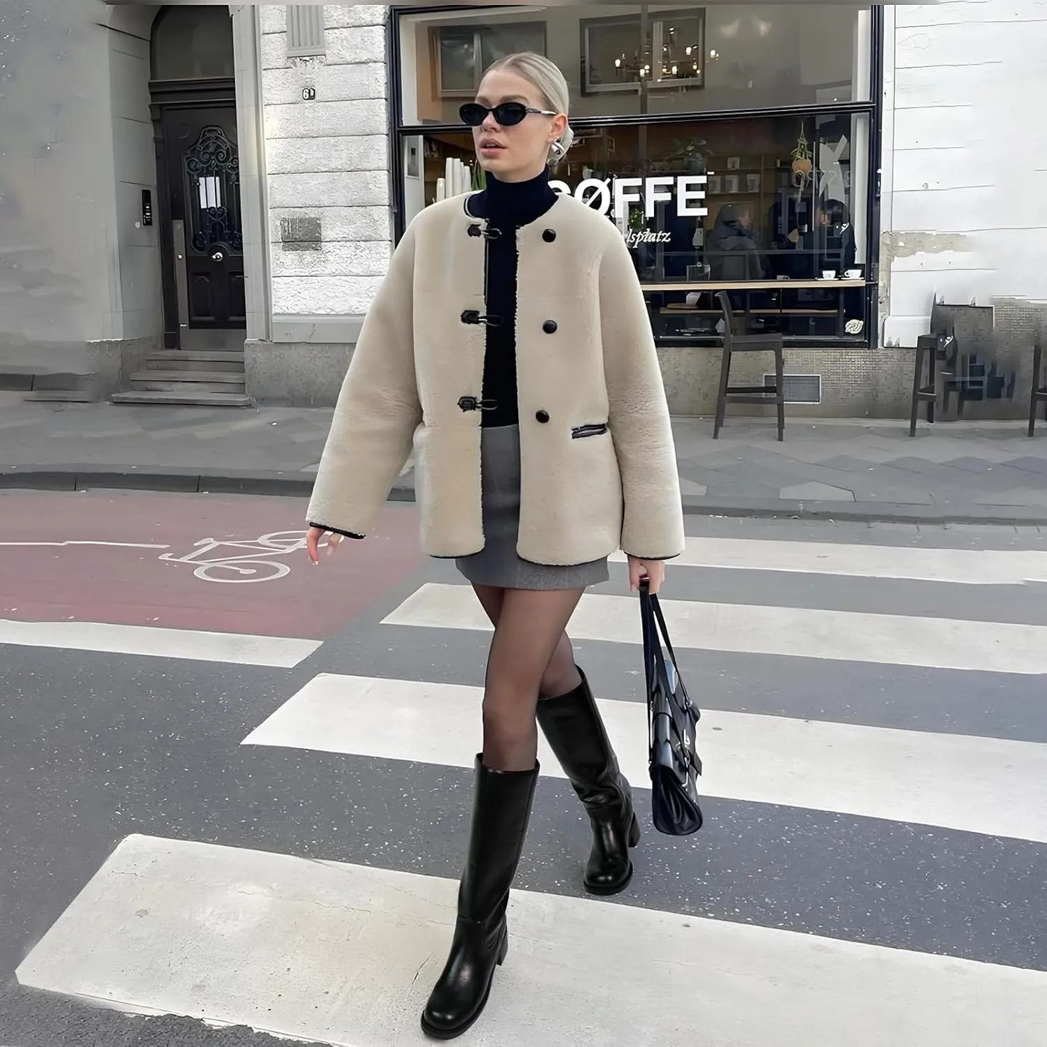 Women's Knee High Boots Square Toe Chunky Block Heel Long Boots for Women Comfortable Low Heel Womens Boots