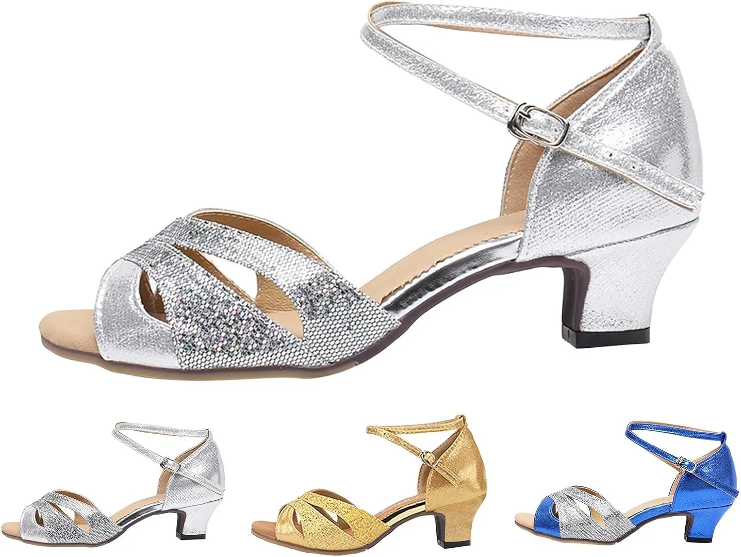 Women's Latin Dance Shoes Satin Tango Dancer Ballroom Salsa Practice Sandals Performance Dancing Shoe