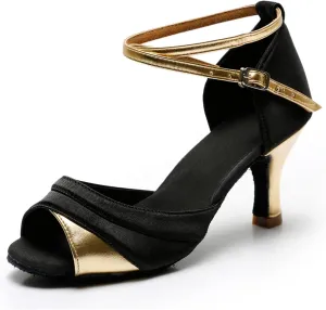 Women's Latin Shoe Girls Open Toe Ballroom Dance Shoes Comfortable Waltz Salsa Performance Dancing Sandals