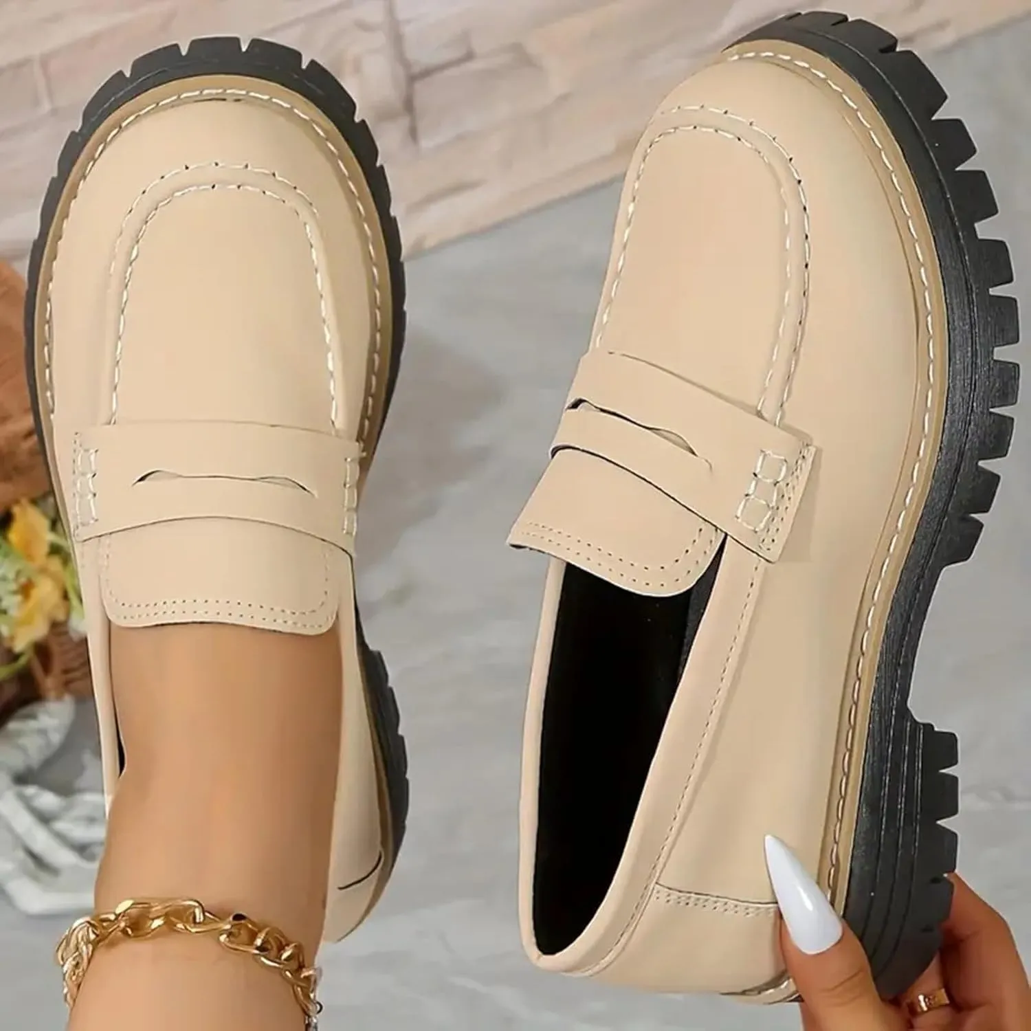 Womens Loafers Shoes Platform Chunky Penny Loafer Comfort Driving Moccasins Casual Slip-Ons Loafer Flats Fashion Business Work Shopping Travel Shoes