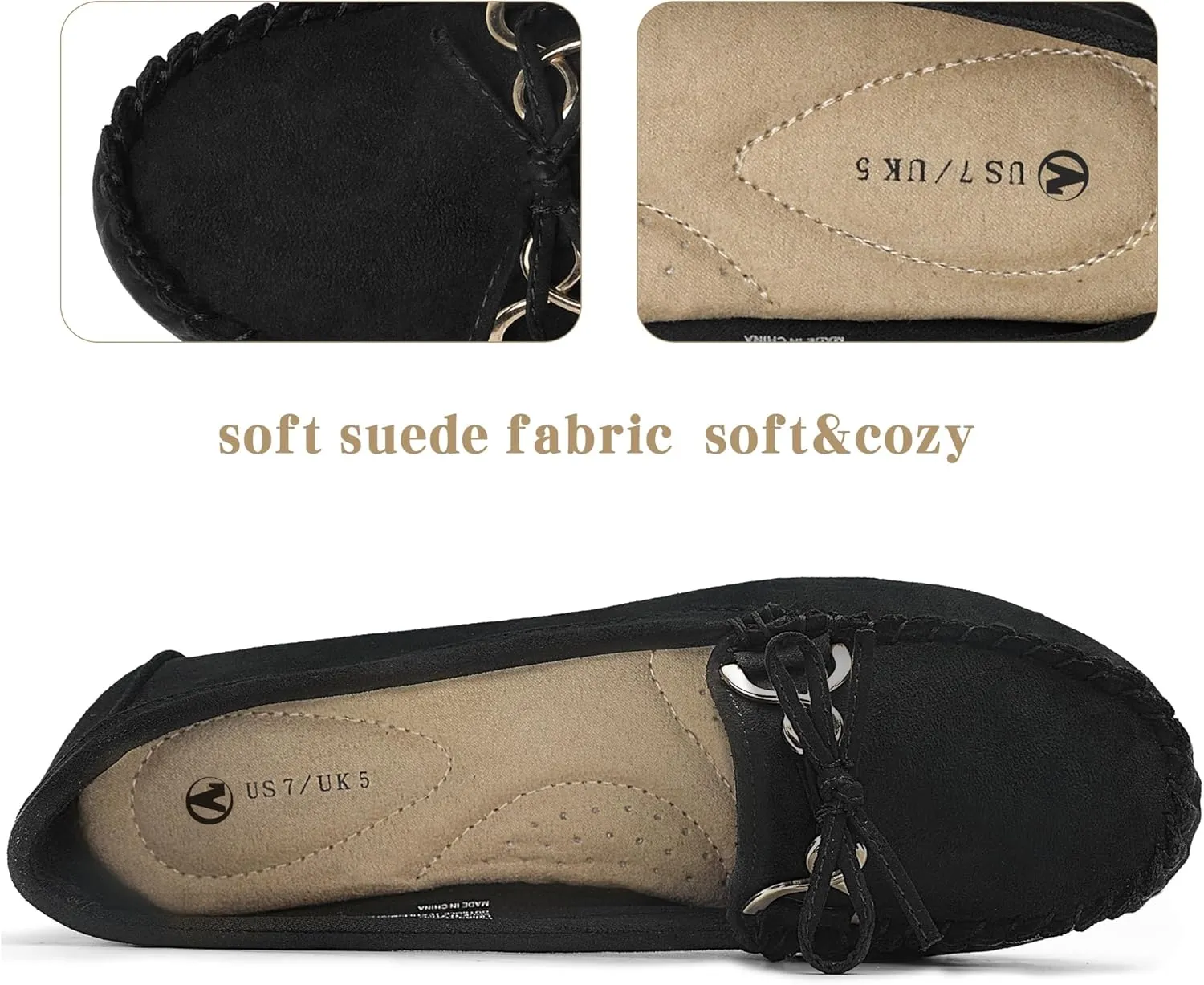 Women's Loafers Slip Ons Shoes with Bowknot Driving Flats Casual Comfort Walking Penny Loafers for Women