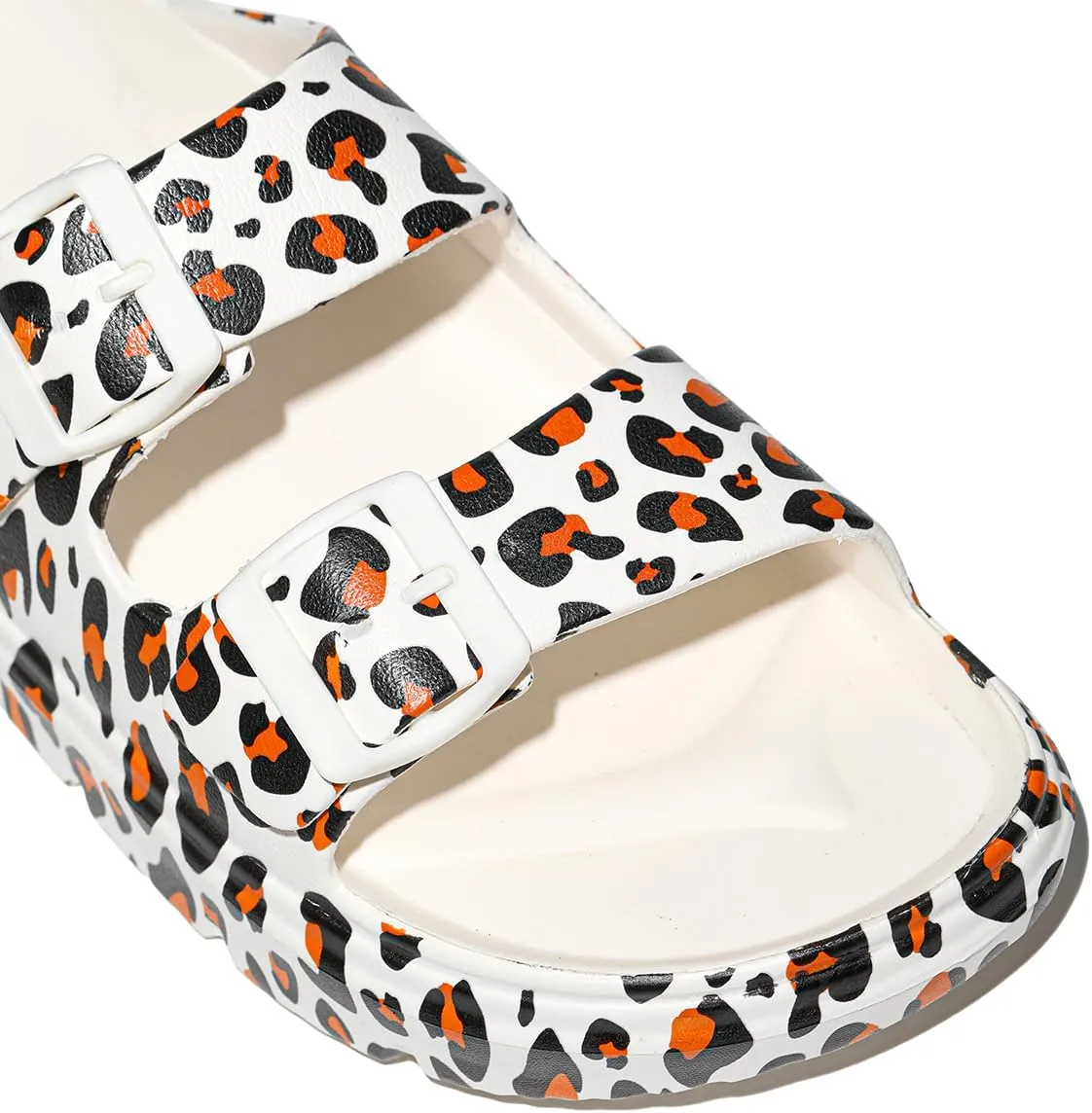 Women's Pillow Sandals Tie-dye EVA Platform Slides with Adjustable Double Buckle and Arch Support for All-Day Comfort
