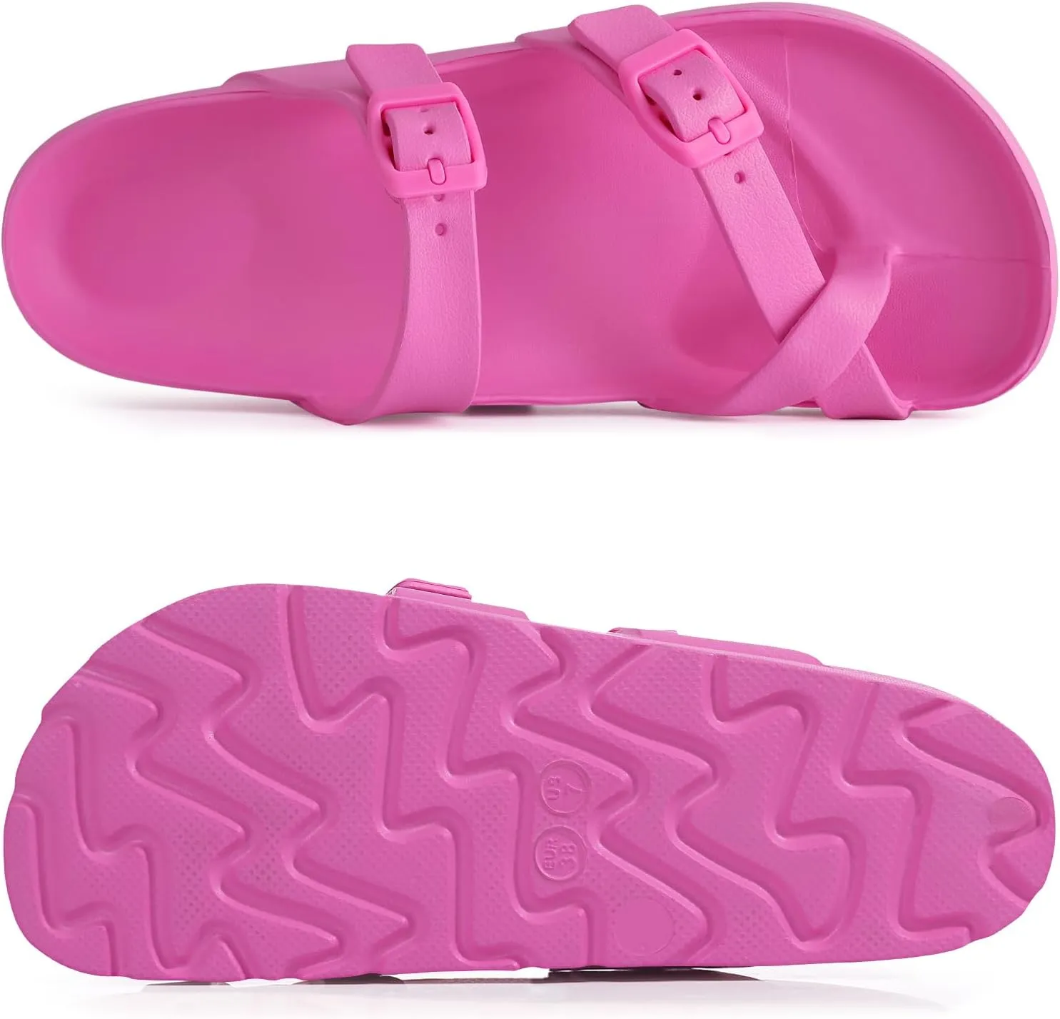 Women's Platform Sandals with Arch Support Comfortable Foam Slides Summer Beach Sandals with Adjustable Buckle