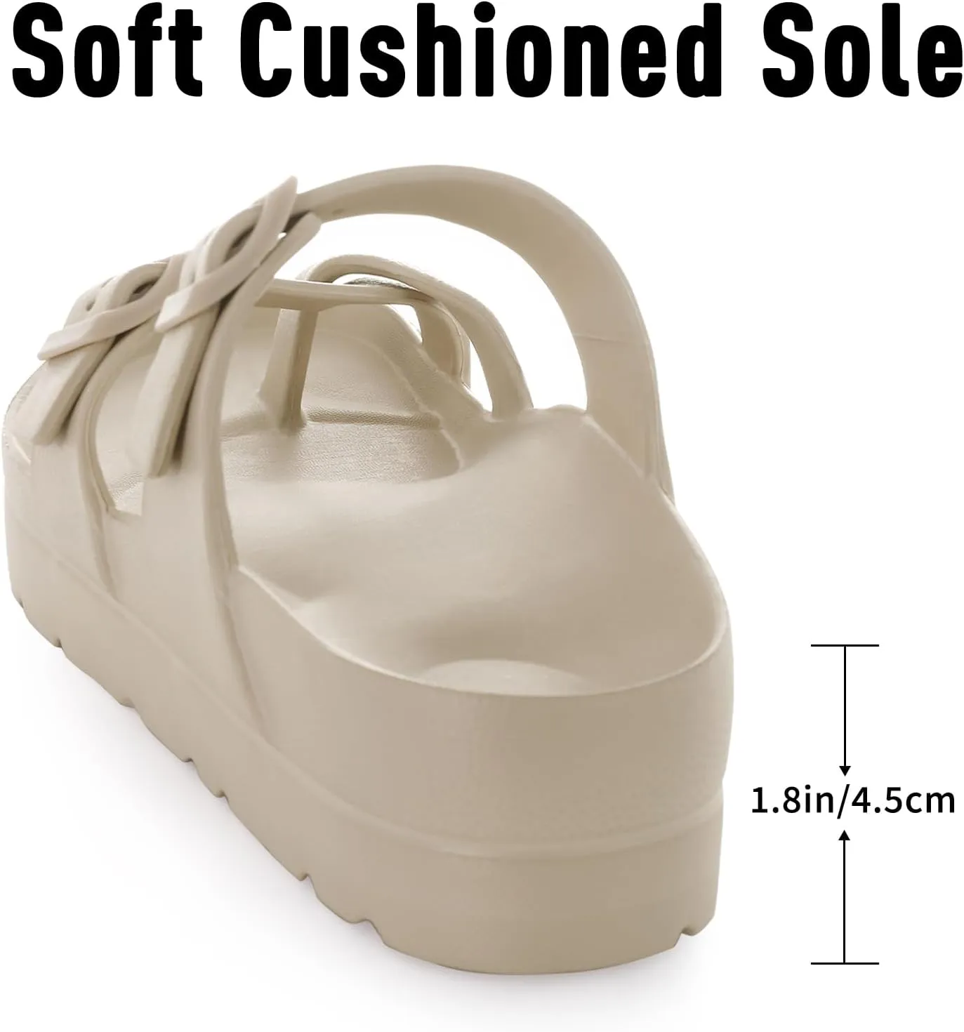 Women's Platform Sandals with Arch Support Comfortable Foam Slides Summer Beach Sandals with Adjustable Buckle