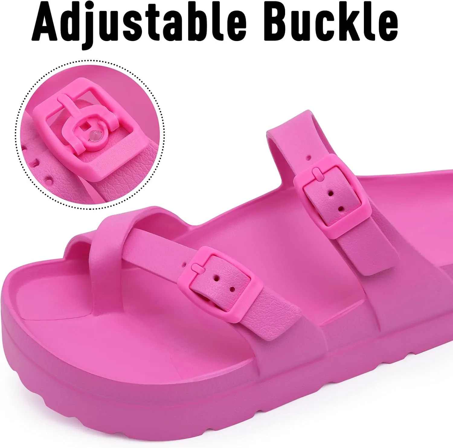 Women's Platform Sandals with Arch Support Comfortable Foam Slides Summer Beach Sandals with Adjustable Buckle