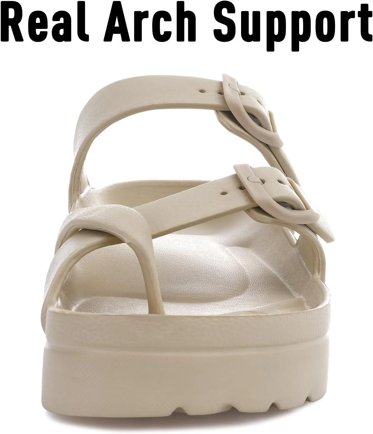 Women's Platform Sandals with Arch Support Comfortable Foam Slides Summer Beach Sandals with Adjustable Buckle