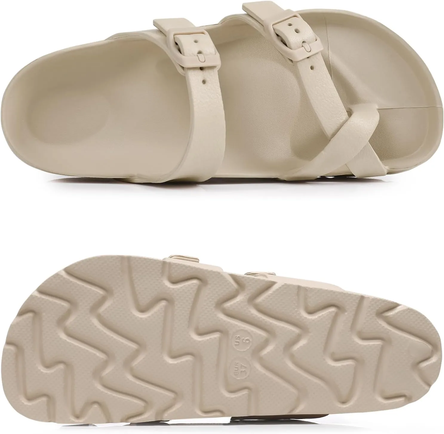 Women's Platform Sandals with Arch Support Comfortable Foam Slides Summer Beach Sandals with Adjustable Buckle