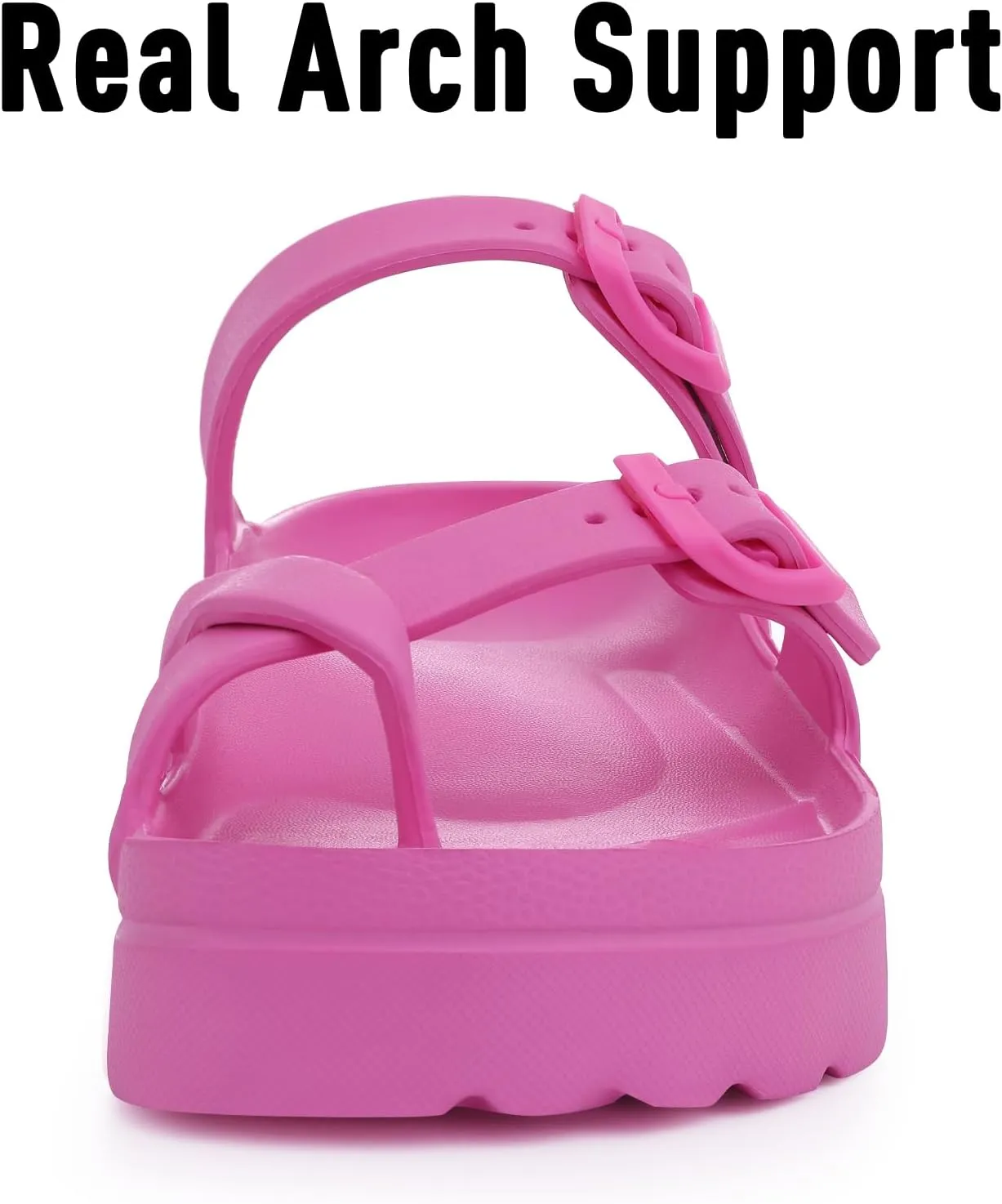 Women's Platform Sandals with Arch Support Comfortable Foam Slides Summer Beach Sandals with Adjustable Buckle
