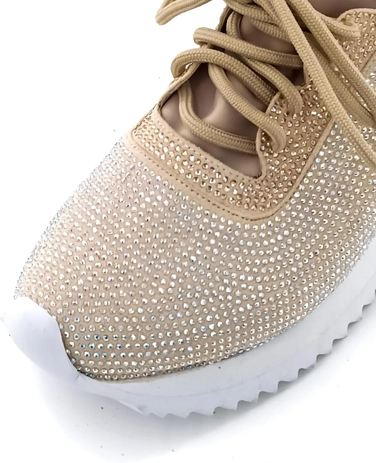 Women's Platform Sneakers Fashion Rhinestone Sneakers Shoes Low Top Walking Shoes Lace Up