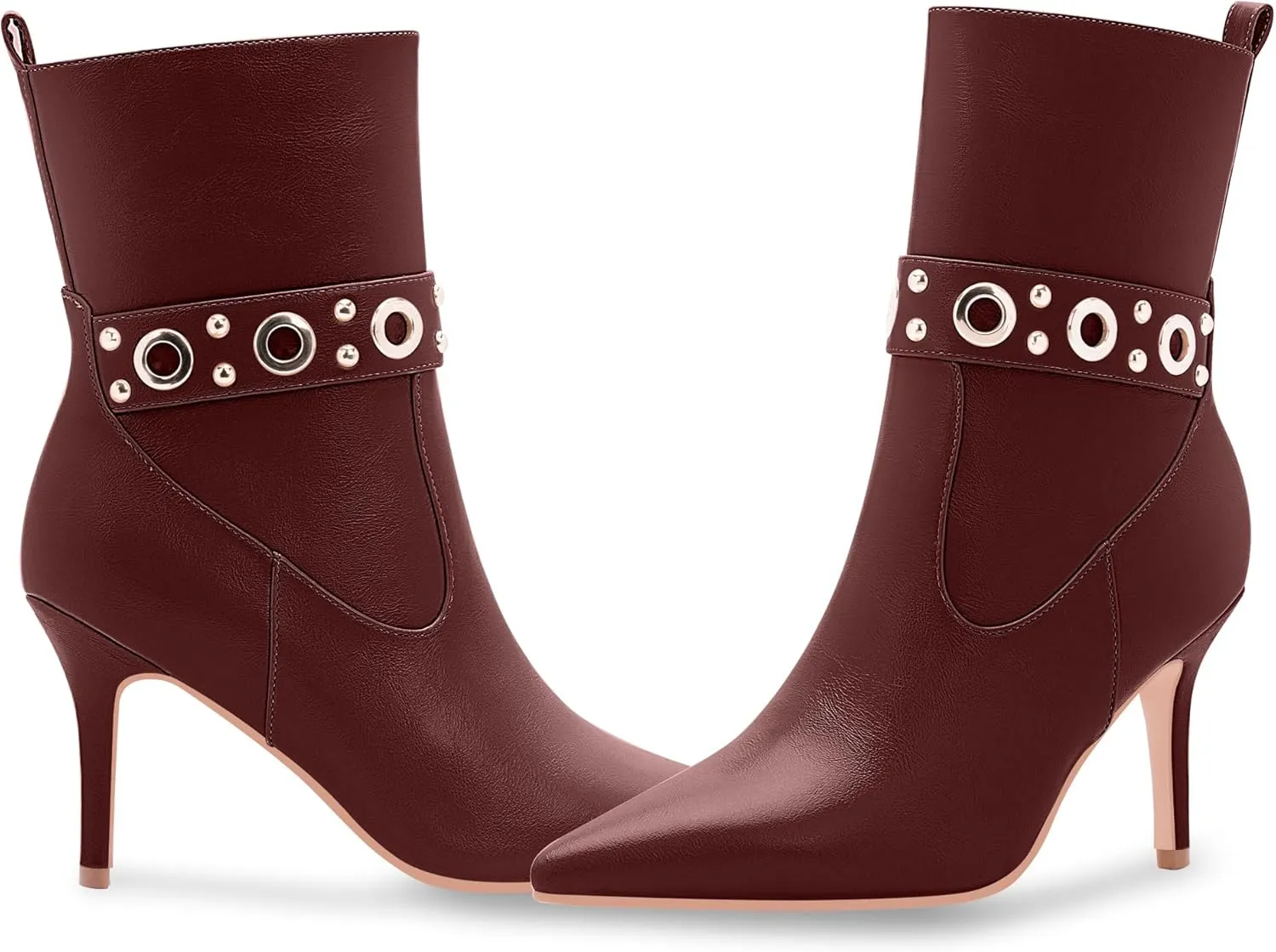 Women's Pointed Toe Stiletto High Heel Zipper Ankle Boots