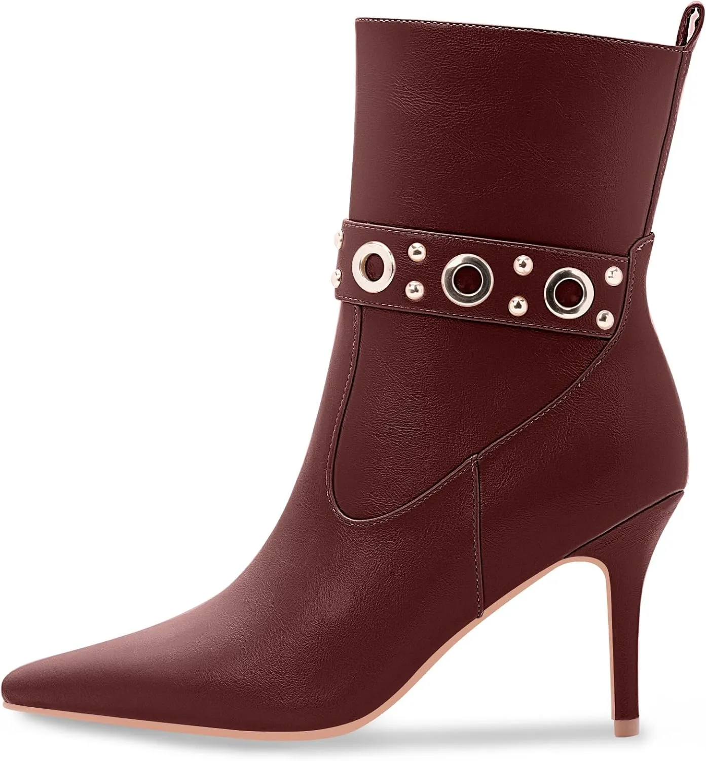 Women's Pointed Toe Stiletto High Heel Zipper Ankle Boots