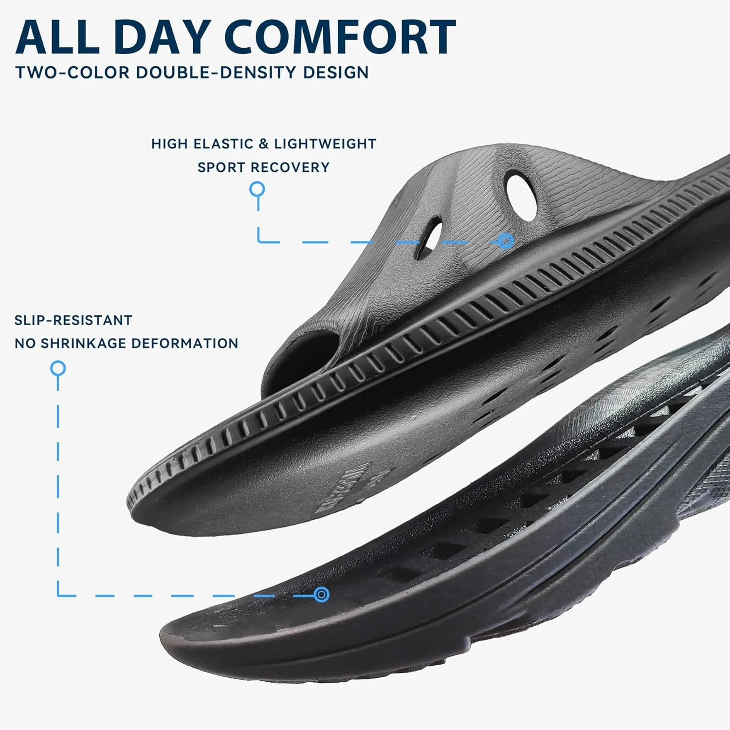 Womens Recovery Sandals Slides for Mens Plantar Fasciitis Sport for Sandals Comfortable Orthotic Athletic Arch Support Slides, Lightweight Cloud Slippers Thick Cushion Open Toe