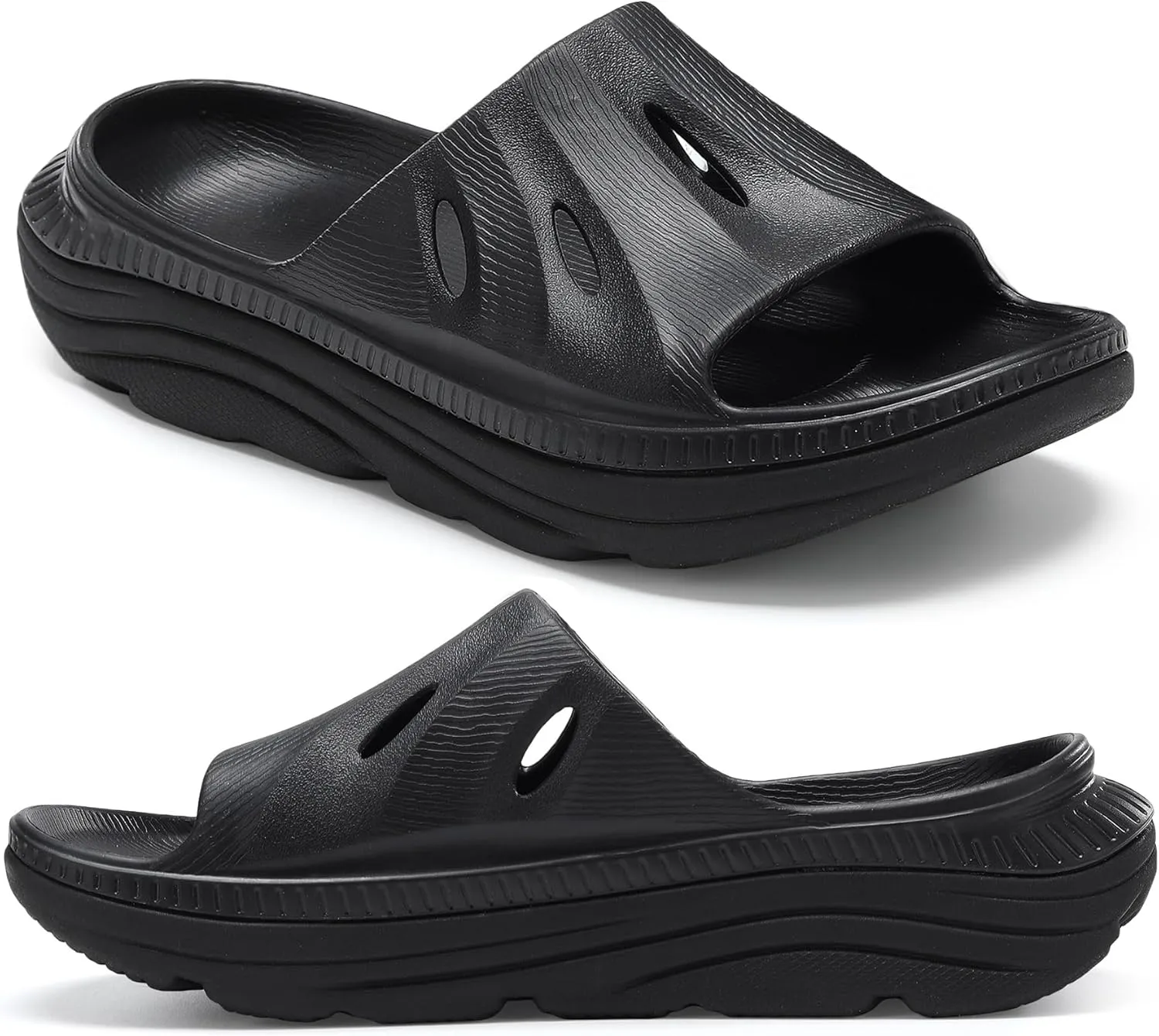 Womens Recovery Sandals Slides for Mens Plantar Fasciitis Sport for Sandals Comfortable Orthotic Athletic Arch Support Slides, Lightweight Cloud Slippers Thick Cushion Open Toe