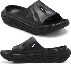 Womens Recovery Sandals Slides for Mens Plantar Fasciitis Sport for Sandals Comfortable Orthotic Athletic Arch Support Slides, Lightweight Cloud Slippers Thick Cushion Open Toe